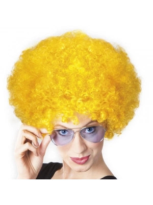 Sarı Renk Kıvırcık Afro Bonus Peruk