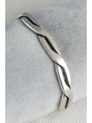 ® Otantik Gümüş Renk Motif İşleme Plaka Erkek Bileklik