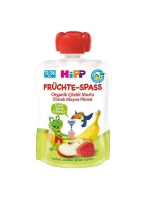 ®   Organik Çilekli Muzlu Elmalı Meyve Püresi 100 Gr