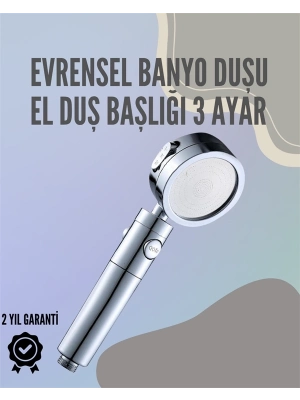 ® Paslanmaz Çelik Çok Fonksiyonlu El Duş Başlığı – 3 Modlu Püskürtme Seçeneği