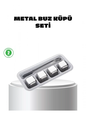 ® Paslanmaz Çelik Metal Buz Küpü Seti Sulandırmadan Soğutma ve Klips Dahil