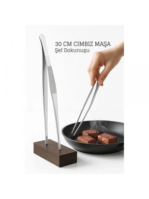 ® Paslanmaz Çelik Şef Cımbızı 30 cm – Mutfak Maşası Kızartma Maşası