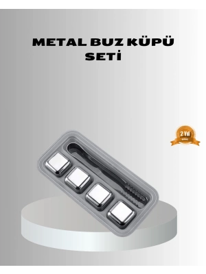 ® Paslanmaz Metal Buz Küpleri Seti Klipsli Sulandırmadan Soğutma Özellikli