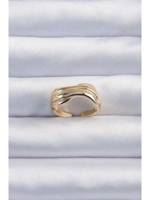 ® Pirinç Altın Renk Kıvrımlı Ayarlanabilir Yüzük