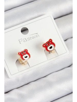 ® Pirinç Ayıcık Model Gold Renk Çocuk Küpe