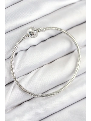 ® Pirinç Charm Topcuk Model Gümüş Renk Kadın Bileklik