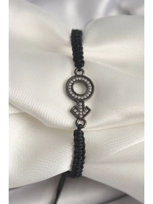 ® Pirinç Füme Renk Zirkon Taşlı Venüs Mars Asansörlü Makrome Model Kadın Bileklik