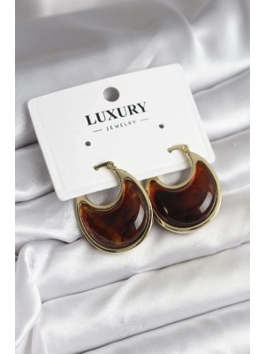 ® Pirinç Gold Kahverengi Renk Vintage Kadın Küpe