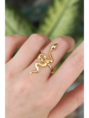 ® Pirinç Gold Renk Ayarlanabilir Yılan Yüzük