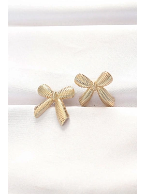 ® Pirinç Gold Renk Fiyonk Küpe