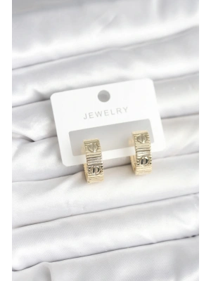 ® Pirinç Gold Renk Halka Kadın Küpe