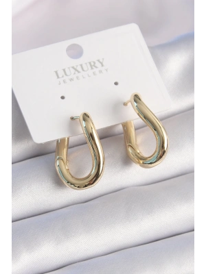 ® Pirinç Gold Renk Halka Model Kadın Küpe