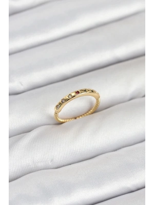 ® Pirinç Gold Renk Renkli Zirkon Taşlı Kadın Yüzük