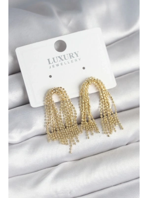 ® Pirinç Gold Renk Sallantılı Kadın Küpe