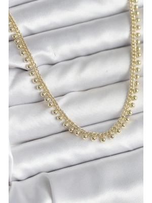® Pirinç Gold Renk Sıralı Topçuk Model Kadın Kolye