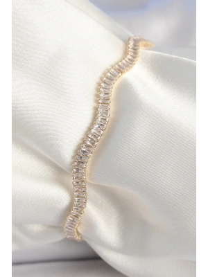 ® Pirinç Gold Renk Su Yolu Zirkon Taşlı Model Kadın Bileklik