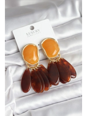 ® Pirinç Gold Renk Vintage Model Kadın Küpe