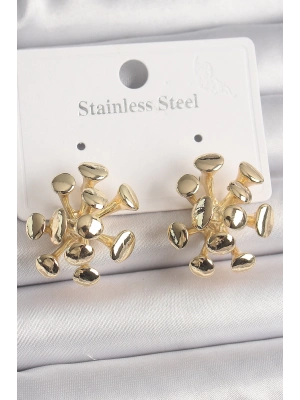 ® Pirinç Gold Renk Virüs Figür Model Kadın Küpe