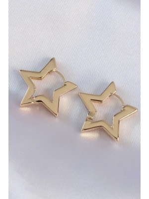 ® Pirinç Gold Renk Yıldız Küpe