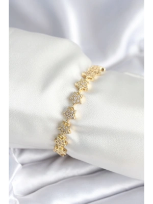 ® Pirinç Gold Renk Yıldız Model Kadın Bileklik