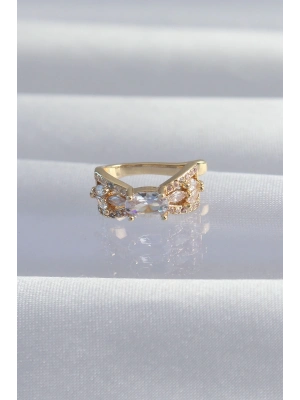 ® Pirinç Gold Renk Zirkon Taş Kaplama Earcuff Küpe