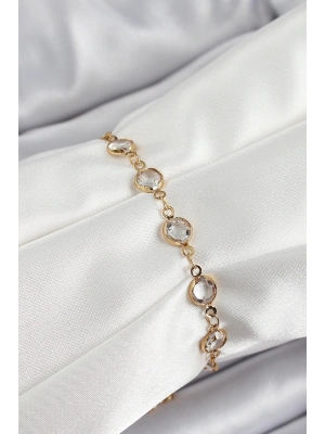 ® Pirinç Gold Renk Zirkon Taşlı Kadın Bileklik