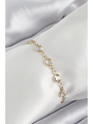 ® Pirinç Gold Renk Zirkon Taşlı Kadın Bileklik