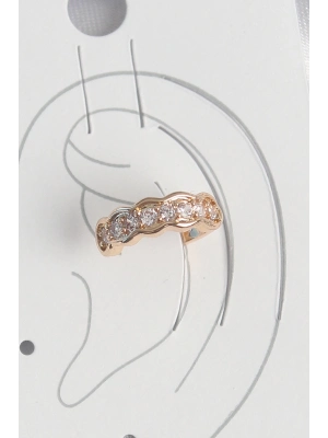 ® Pirinç Gold Renk Zirkon Taşlı Kadın Kıkırdak Küpe