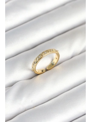 ® Pirinç Gold Renk Zirkon Taşlı Kadın Yüzük