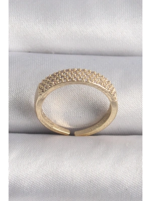 ® Pirinç Gold Renk Zirkon Taşlı VIP Seri Kadın Yüzük