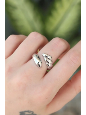 ® Pirinç Gümüş Renk Ayarlanabilir Sarmal Yüzük