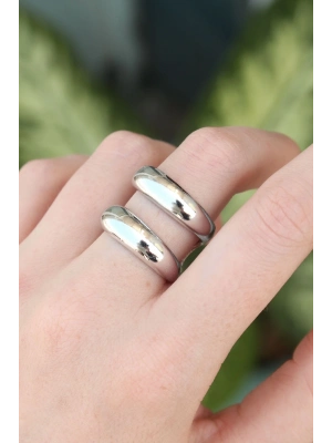 ® Pirinç Gümüş Renk Ayarlanabilir Şerit Yüzük