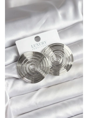 ® Pirinç Gümüş Renk Circle Model Kadın Küpe