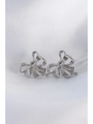 ® Pirinç Gümüş Renk Fiyonk Küpe