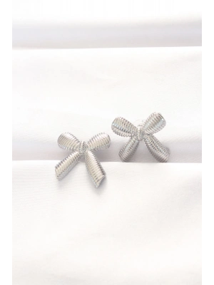 ® Pirinç Gümüş Renk Fiyonk Küpe