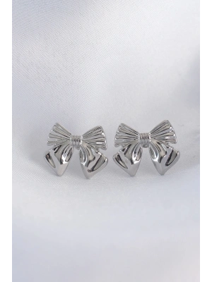 ® Pirinç Gümüş Renk Fiyonk Küpe