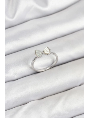 ® Pirinç Gümüş Renk Fiyonk Model Kadın Yüzük