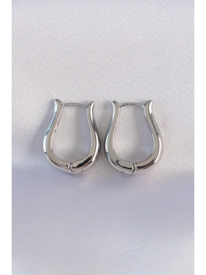 ® Pirinç Gümüş Renk İçi Boş Gül Küpe