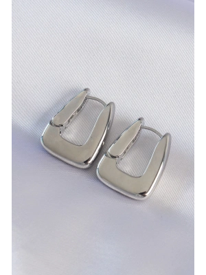 ® Pirinç Gümüş Renk Kalın Küpe