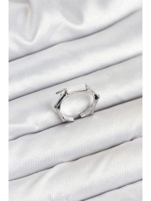 ® Pirinç Gümüş Renk Kemik Model Kadın Yüzük