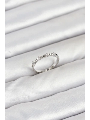 ® Pirinç Gümüş Renk Lazer Kesim Kadın Yüzük