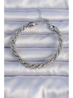 ® Pirinç Gümüş Renk Sarmal Model Bileklik