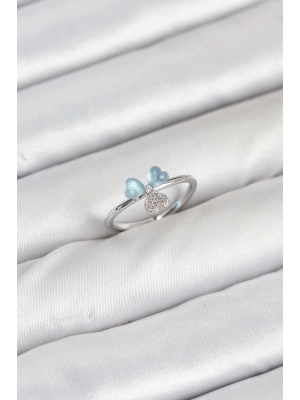 ® Pirinç Gümüş Renk Yonca Model Kadın Yüzük
