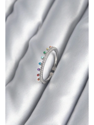 ® Pirinç Gümüş Renk Zirkon Taş Detay Kadın Yüzük