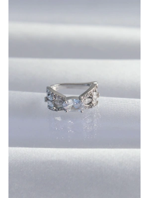 ® Pirinç Gümüş Renk Zirkon Taş Kaplama Earcuff Küpe