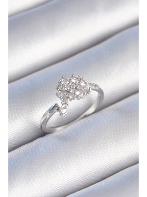 ® Pirinç Gümüş Renk Zirkon Taşlı Kadın Yüzük