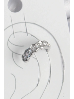 ® Pirinç Gümüş Renk Zirkon Taşlı Kıkırdak Model Kadın Küpe