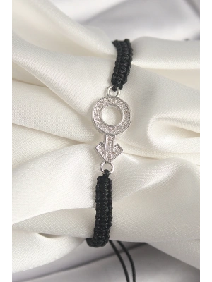 ® Pirinç Gümüş Renk Zirkon Taşlı Mars Figür Asansörlü Makrome Model Kadın Bileklik