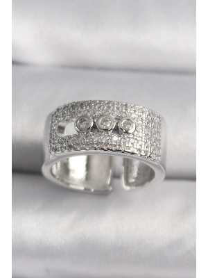 ® Pirinç Gümüş Renk Zirkon Taşlı Messika Model Kadın Yüzük