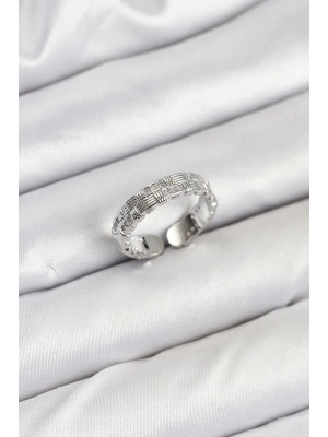 ® Pirinç Gümüş Renk Zirkon Taşlı Sırım Kadın Yüzük